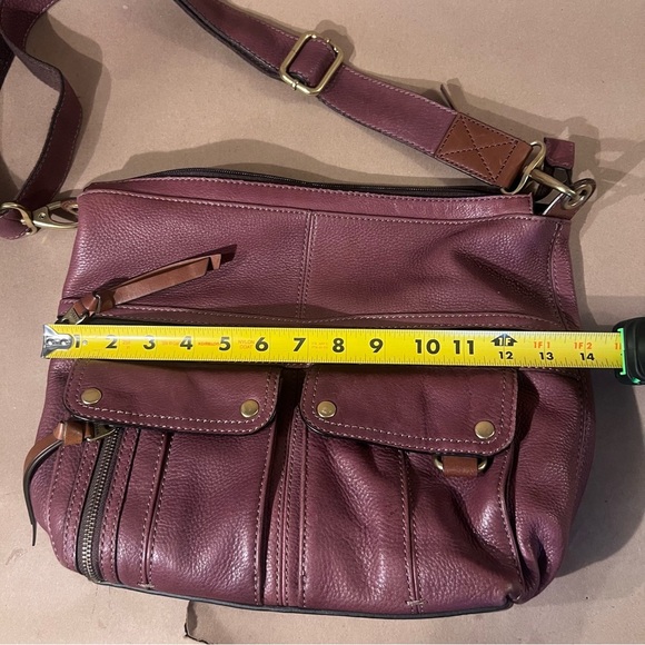 FOSSIL Brown Pebble Leather Morgan Traveler Crossbody Messenger Bag Purse Pocket - Picture 7 of 13